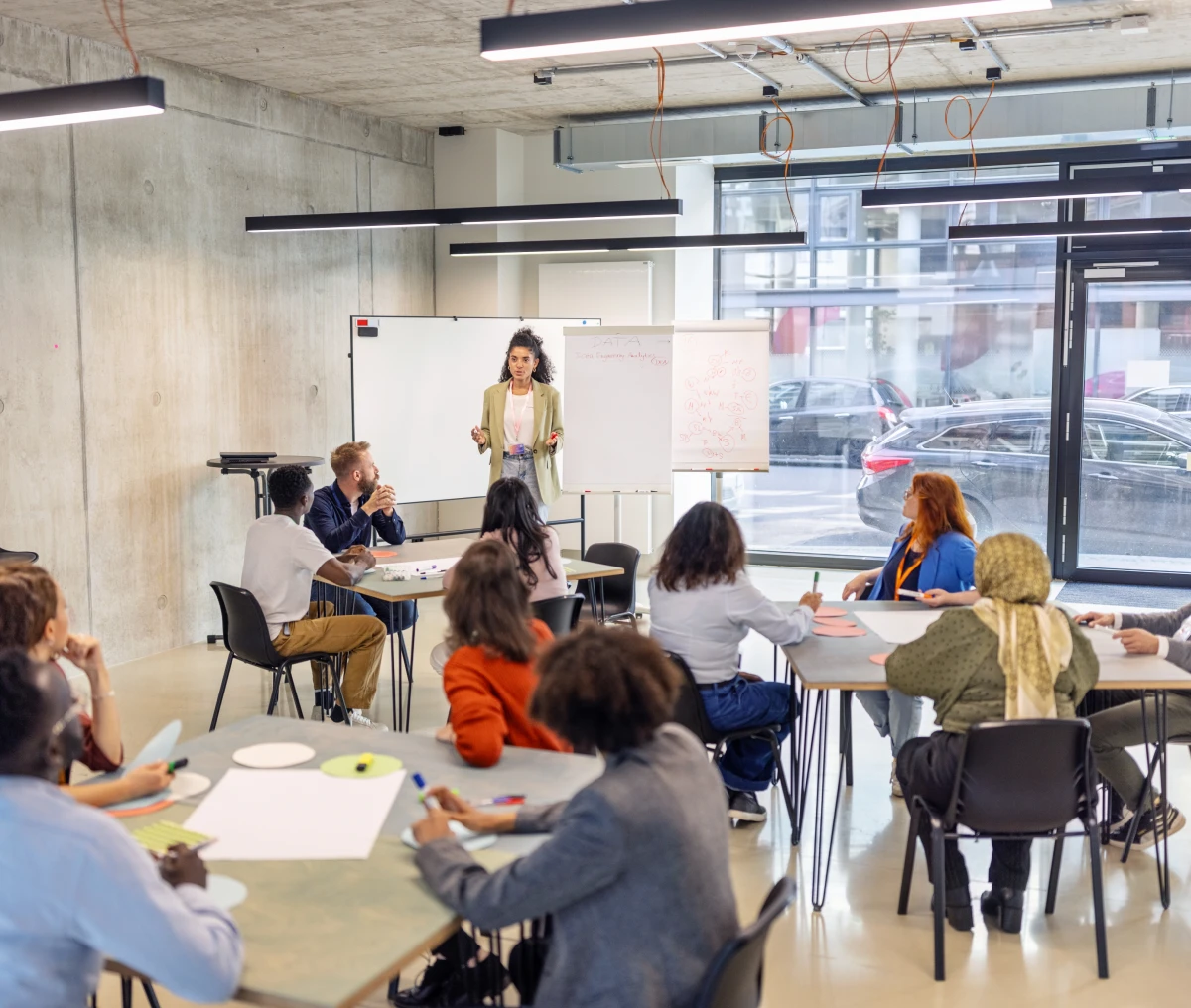 Group engaged in collaborative learning activity