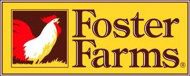 Yellow Foster Farms emblem featuring rooster