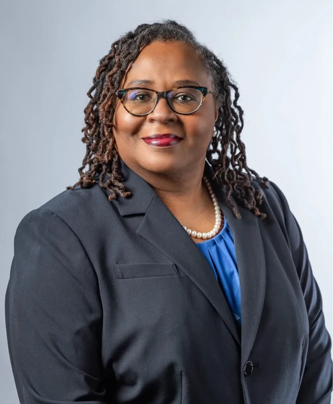 Confident woman in formal attire